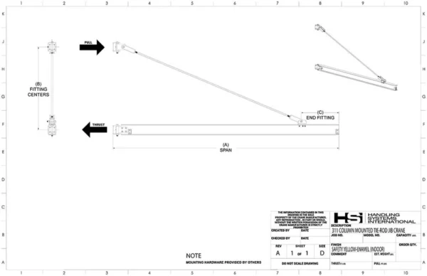 Tie Rod Style Jib Crane Wall/Column Mounted - 3 Ton (6,000 lbs) - Image 5