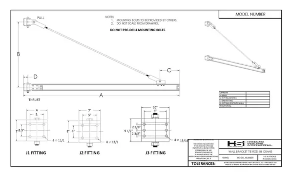 Tie Rod Style Jib Crane Wall/Column Mounted - 3 Ton (6,000 lbs) - Image 6