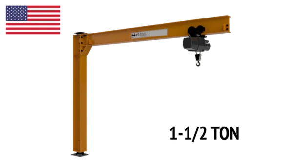 Mast Type Jib Crane Floor Mounted - 1-1/2 Ton (3,000 lbs)