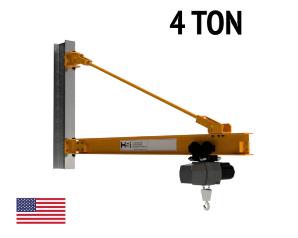 Tie Rod Style Jib Crane Wall/Column Mounted - 4 Ton (8,000 lbs)