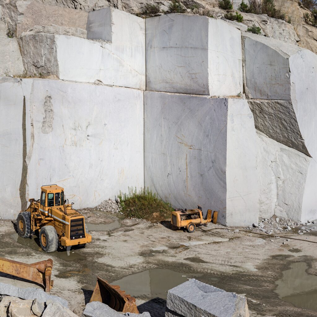 Heavy machinery working in quarry